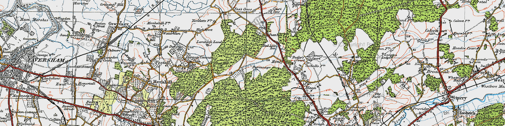 Old map of Denstroude in 1920