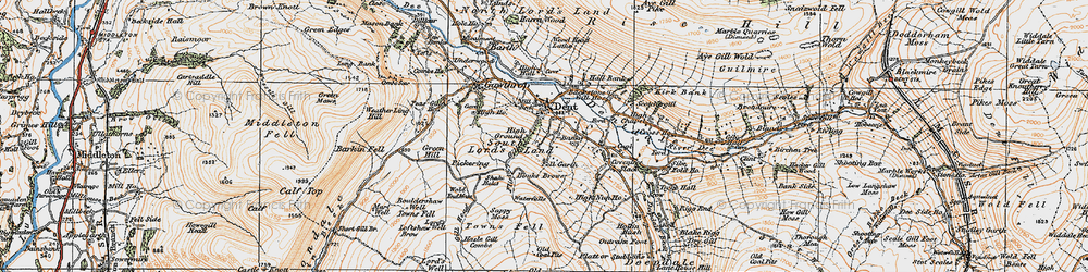 Old map of Wold End Moss in 1925