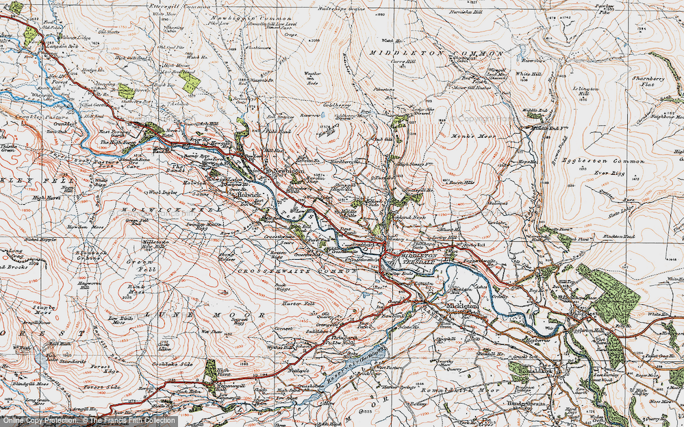 Old Map of Historic Map covering Teesdale in 1925