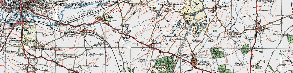 Old map of Denton in 1919