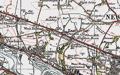 Old map of Denton Burn in 1925