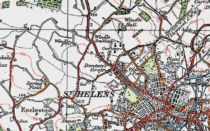 Old map of Denton's Green in 1923