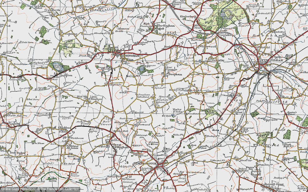 Old Map of Deopham Green, 1921 in 1921