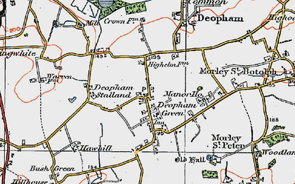 Old map of Deopham Green in 1921