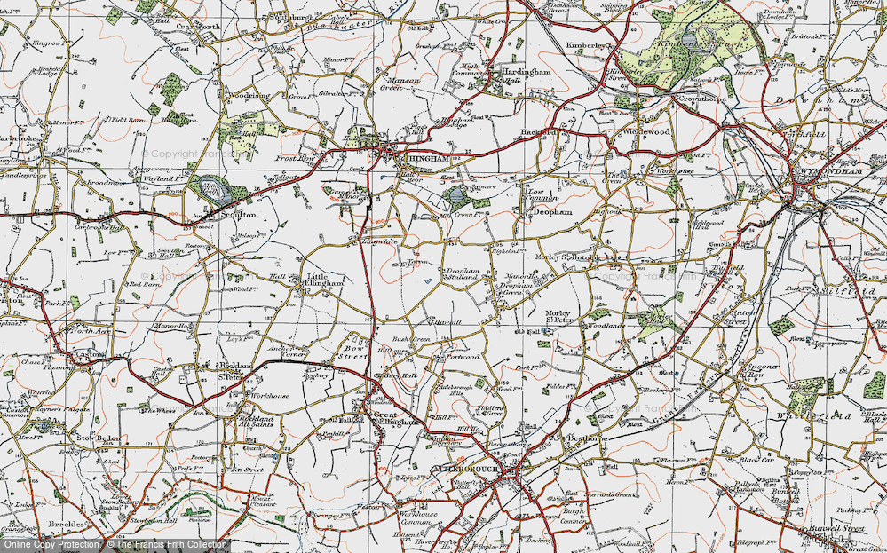 Old Map of Deopham Stalland, 1921 in 1921