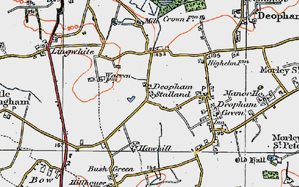 Old map of Deopham Stalland in 1921