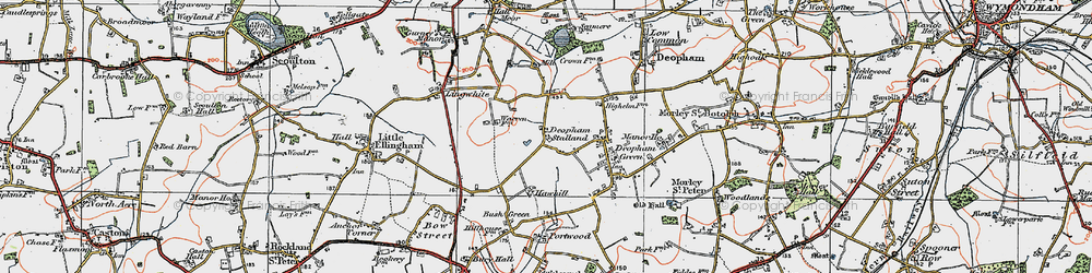 Old map of Deopham Stalland in 1921