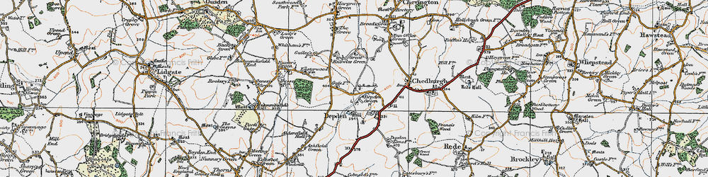 Old map of Depden in 1921