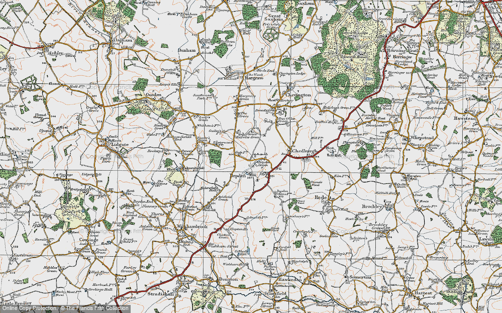 Old Map of Depden Green, 1921 in 1921
