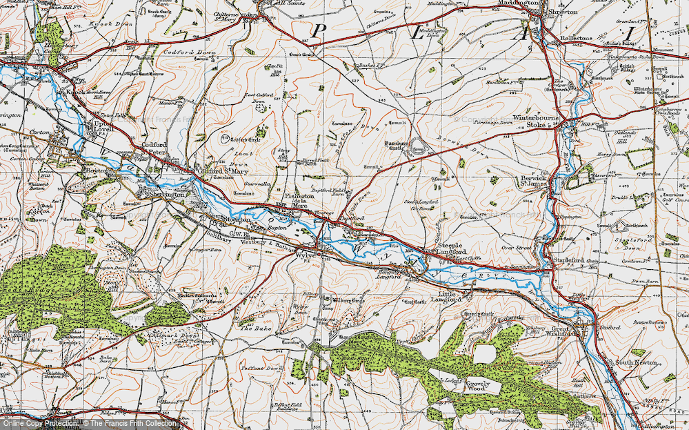 Old Map of Historic Map covering Yarnbury Castle (Fort) in 1919