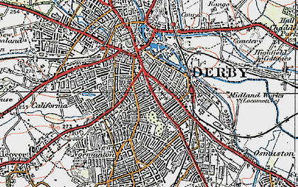 Old map of Derby in 1921