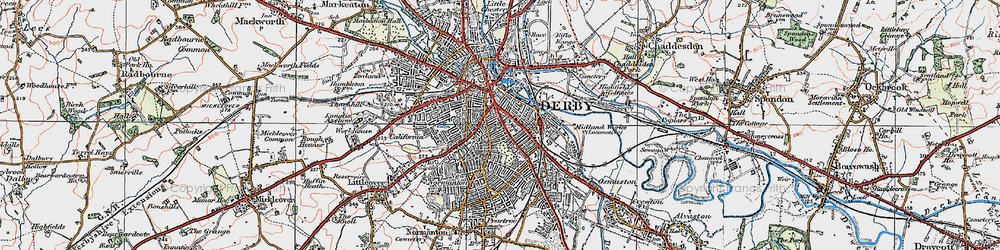 Old map of Derby in 1921