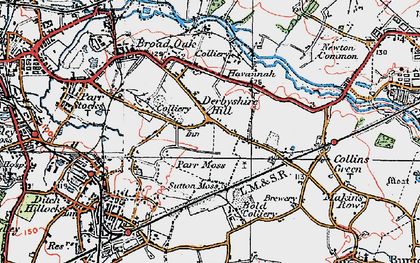 Old map of Derbyshire Hill in 1924
