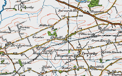Old map of Derril in 1919