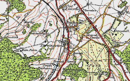 Old map of Breach Downs in 1920