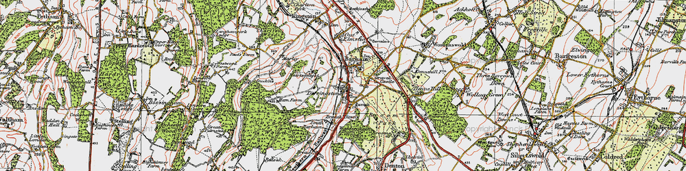 Old map of Breach Downs in 1920