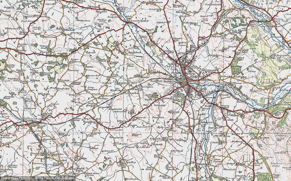 Old Map of Derrington, 1921 in 1921