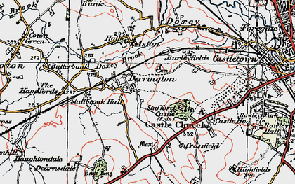 Old map of Derrington in 1921