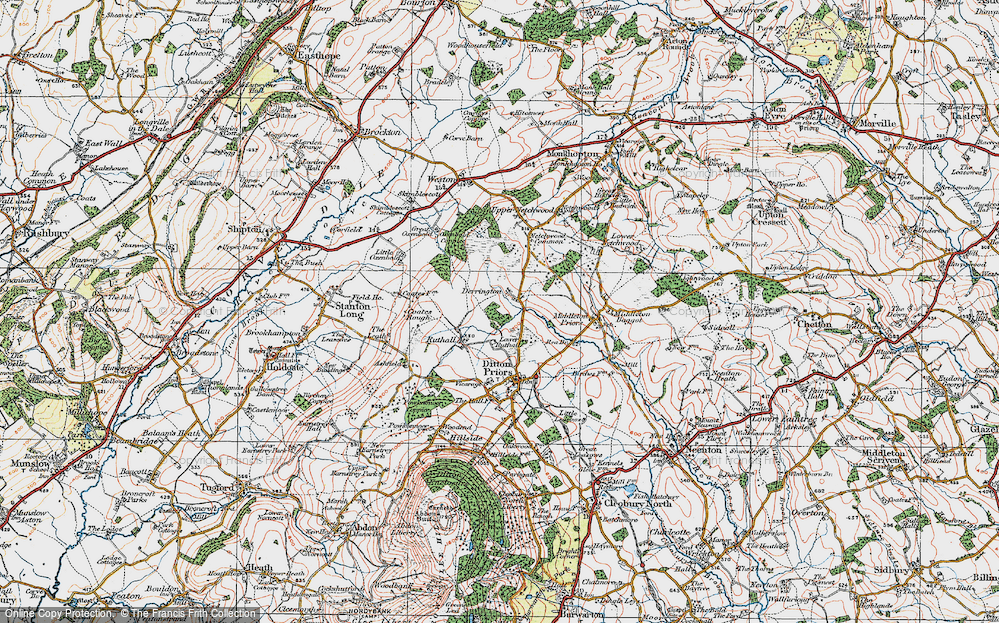 Old Map of Derrington, 1921 in 1921