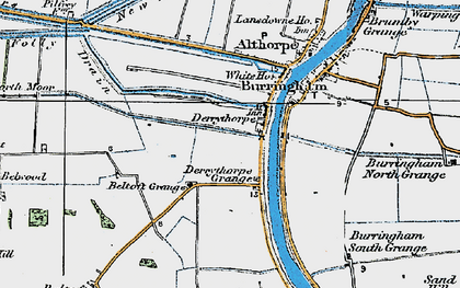 Old map of Burringham South Grange in 1923