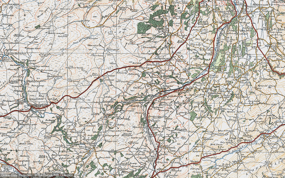 Old Map of Historic Map covering Bryn-Dreiniog in 1922