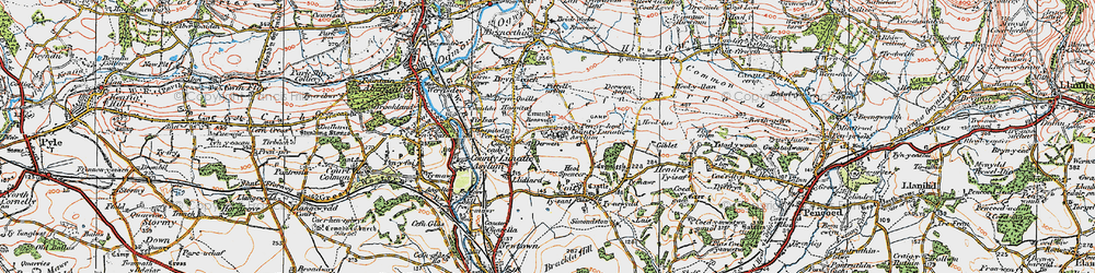 Old map of Derwen in 1922