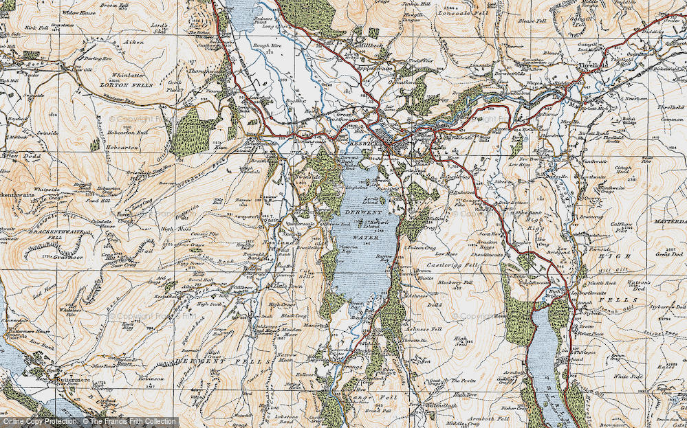 Old Map of Derwent Water, 1925 in 1925