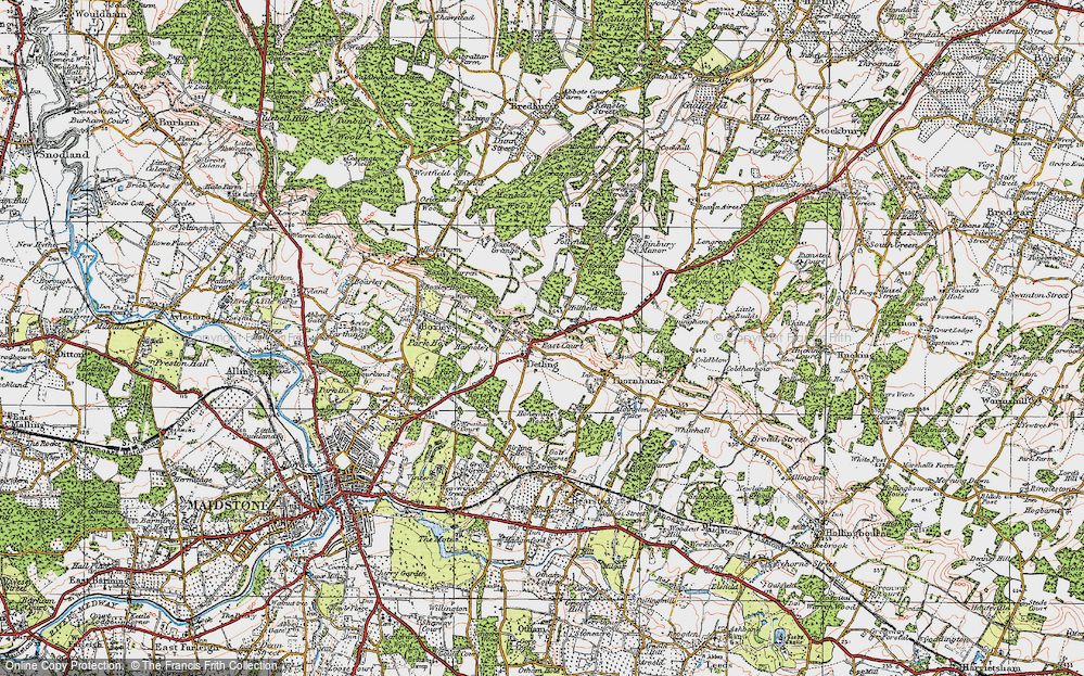 Old Map of Detling, 1921 in 1921