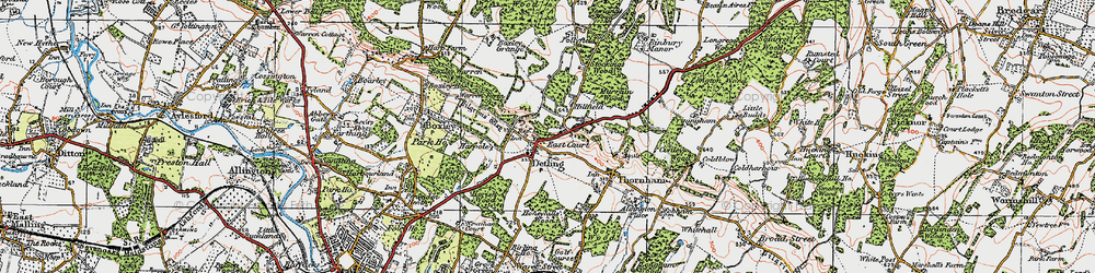 Old map of Detling in 1921