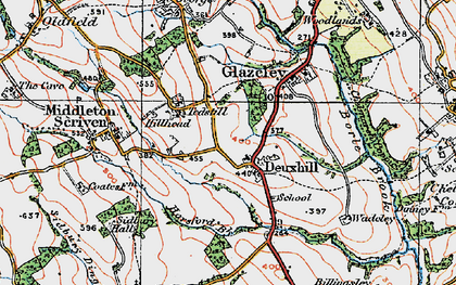 Old map of Deuxhill in 1921