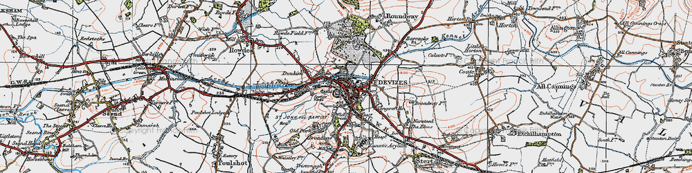 Old map of Devizes in 1919