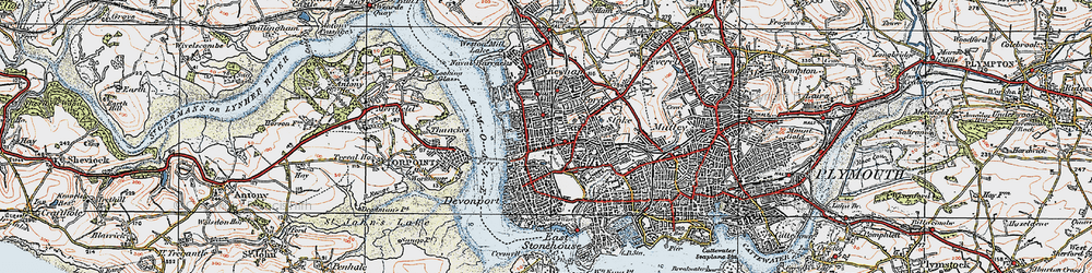 Old map of Devonport in 1919