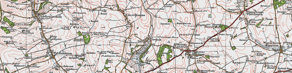 Old map of Whitelands Downs in 1919