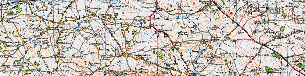 Old map of Dibberford in 1919