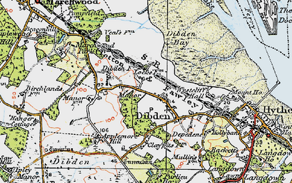 Old map of Dibden in 1919