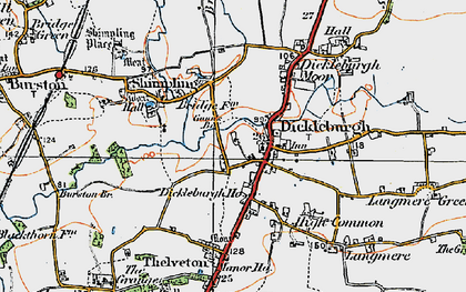 Old map of Dickleburgh in 1921