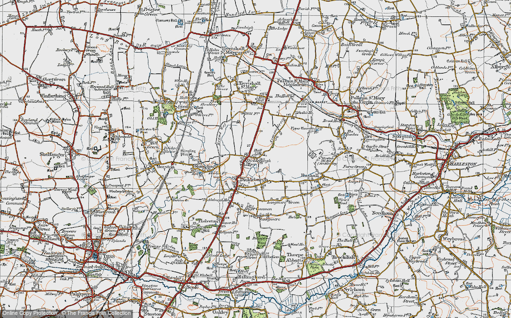 Old Map of Dickleburgh Moor, 1921 in 1921
