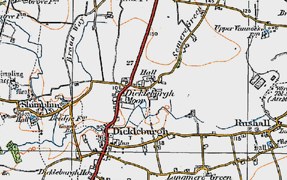 Old map of Dickleburgh Moor in 1921