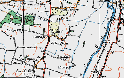 Old map of Diddington in 1919