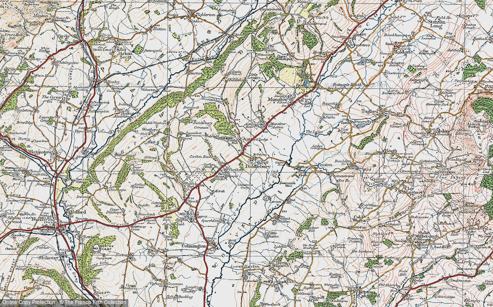 Old Map of Diddlebury, 1920 in 1920
