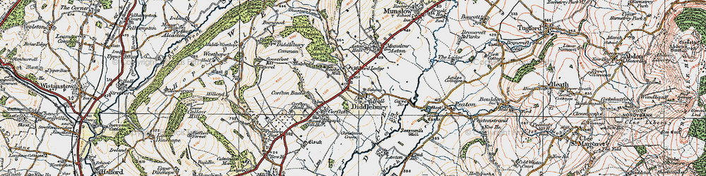 Old map of Diddlebury in 1920
