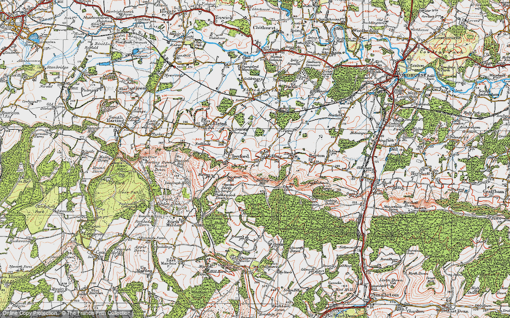Old Map of Historic Map covering Winden Wood in 1919