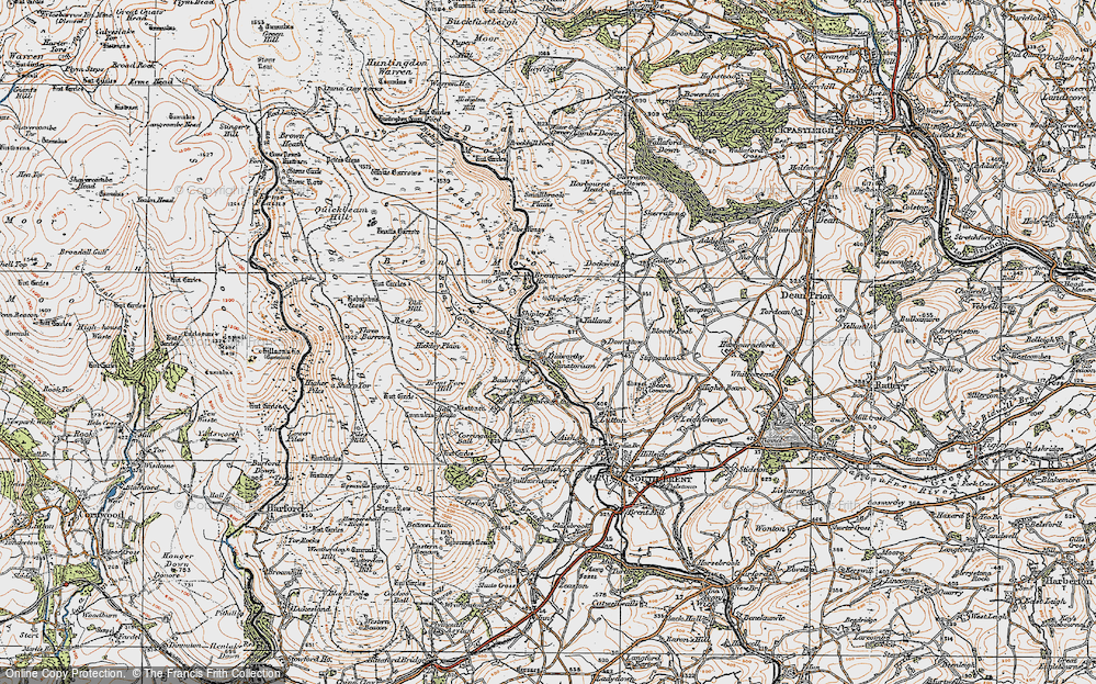 Old Map of Historic Map covering Brent Moor in 1919