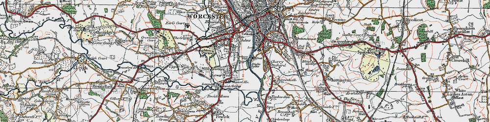 Old map of Diglis in 1920