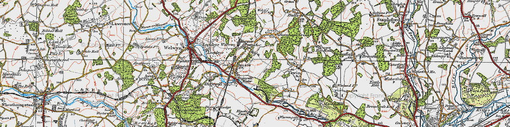 Old map of Digswell in 1920
