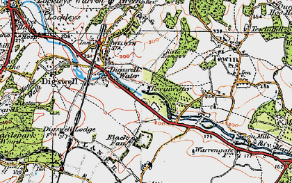 Old map of Digswell Water in 1920