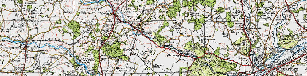 Old map of Digswell Water in 1920