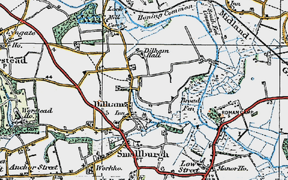 Old map of Dilham in 1922