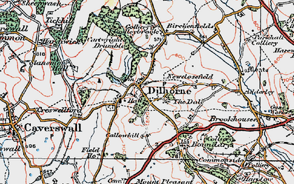 Old map of Dilhorne in 1921