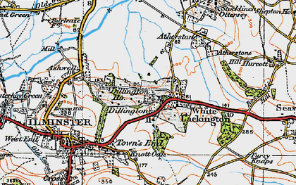 Old map of Dillington in 1919